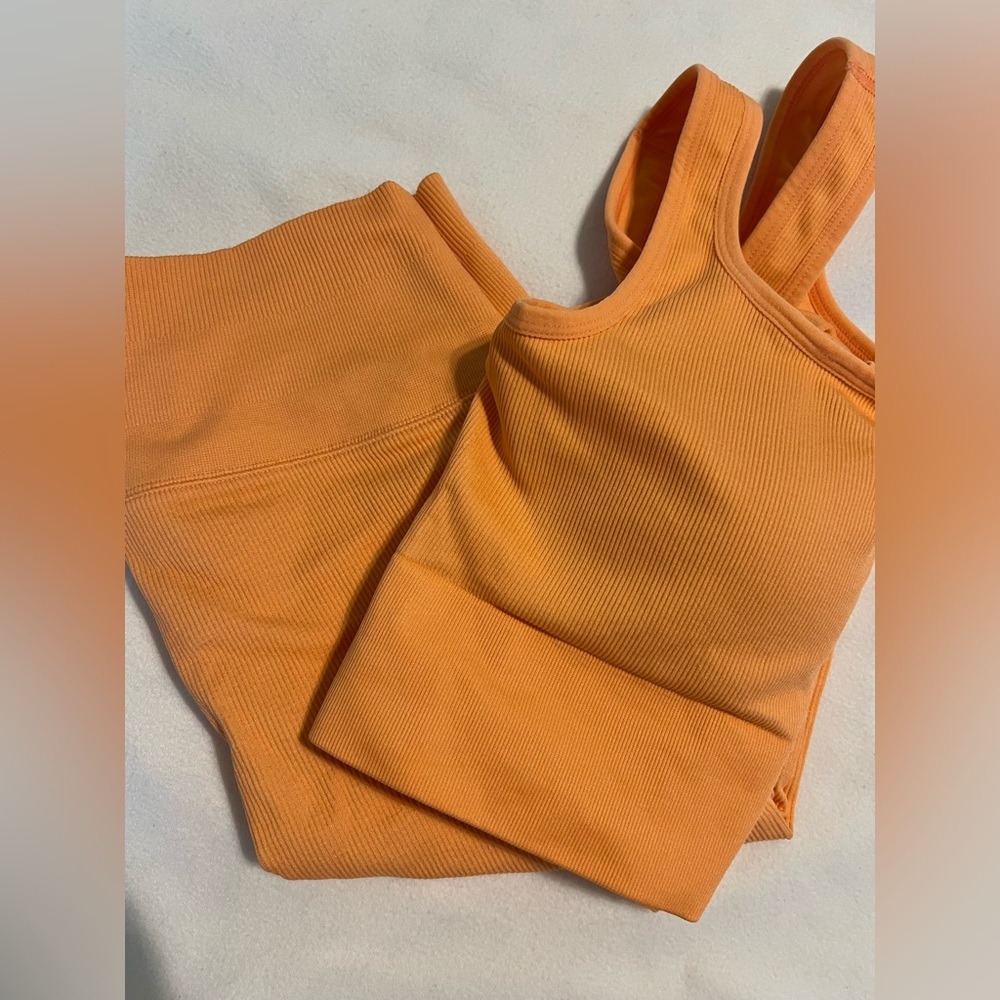 J Crew sports bra and biker shorts set